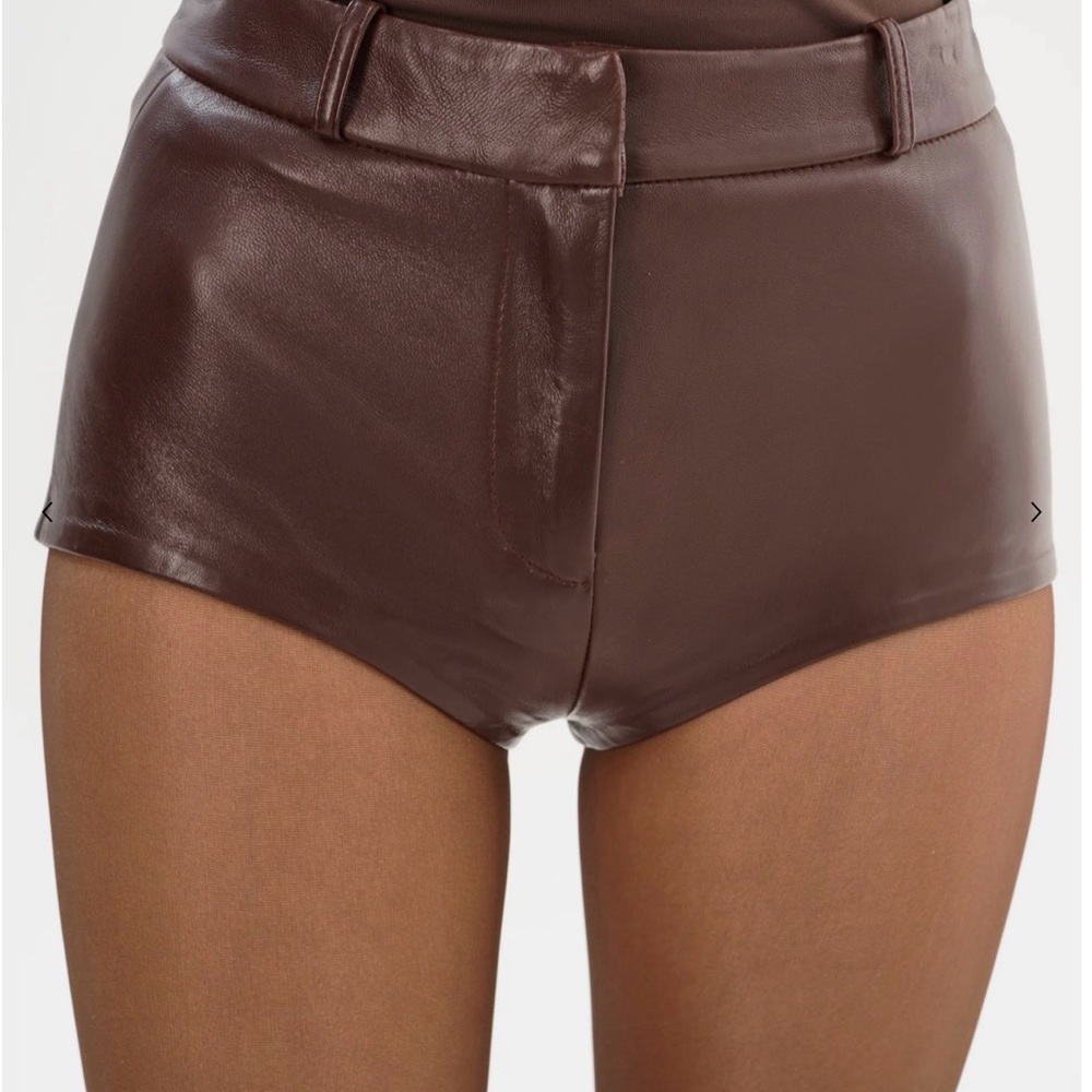LAMARQUE x REVOLVE Annaise Hot Short in Brown leather size XS NWT $295 msrp - Picture 2 of 9